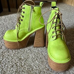 Current mood for dollskill lime green platform ankle boots.